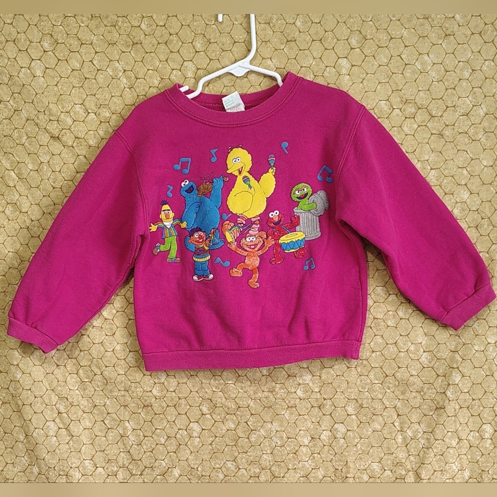 90's Sesame Street Sweatshirt Pink Vintage Size 5T USA Made Music Concert